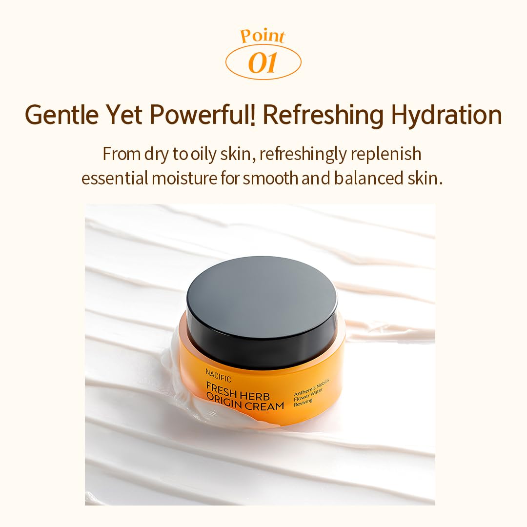 NACIFIC Fresh Herb Origin Facial Moisturizer Vitamin B, Vitamin Radiance Skin's moisture barrier Cream Hydrating day and night Korean skincare radiation relief cream 1.69fl.oz 50ml for All skin types