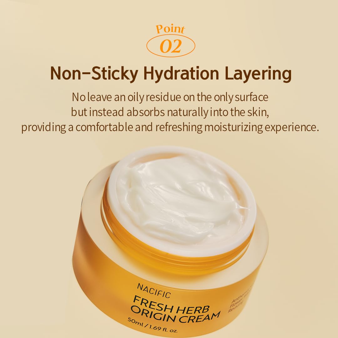 NACIFIC Fresh Herb Origin Facial Moisturizer Vitamin B, Vitamin Radiance Skin's moisture barrier Cream Hydrating day and night Korean skincare radiation relief cream 1.69fl.oz 50ml for All skin types
