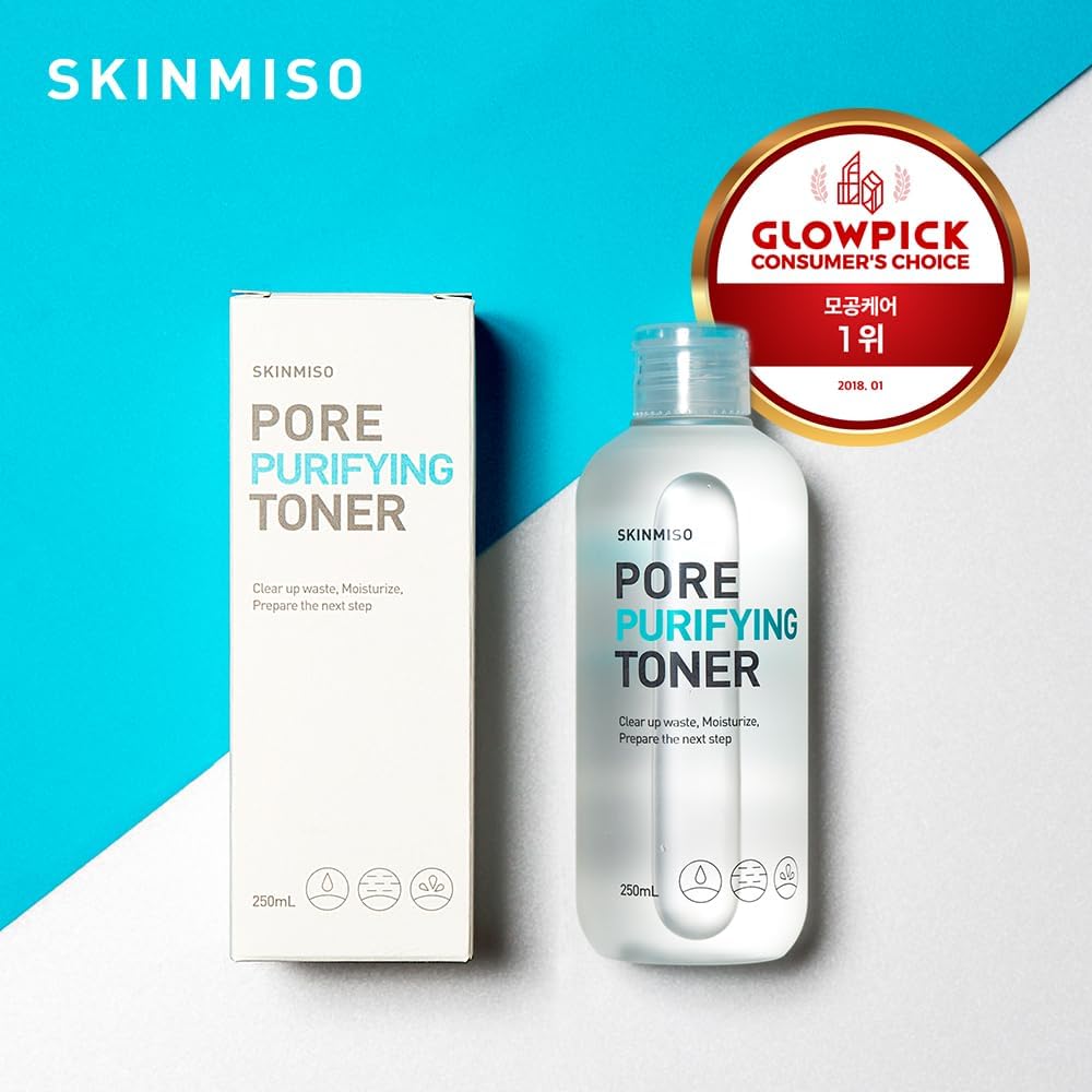 SKINMISO Pore Purifying Toner 8.4 fl oz/ 250ml with Licorice, Chives, and Marine Extracts for pH-Balancing and Deep Pore Cleansing, Made in Korea, K-Beauty