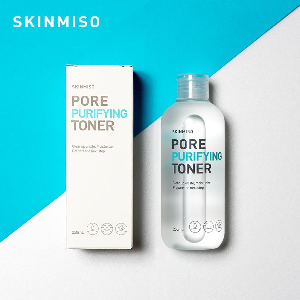 SKINMISO Pore Purifying Toner 8.4 fl oz/ 250ml with Licorice, Chives, and Marine Extracts for pH-Balancing and Deep Pore Cleansing, Made in Korea, K-Beauty