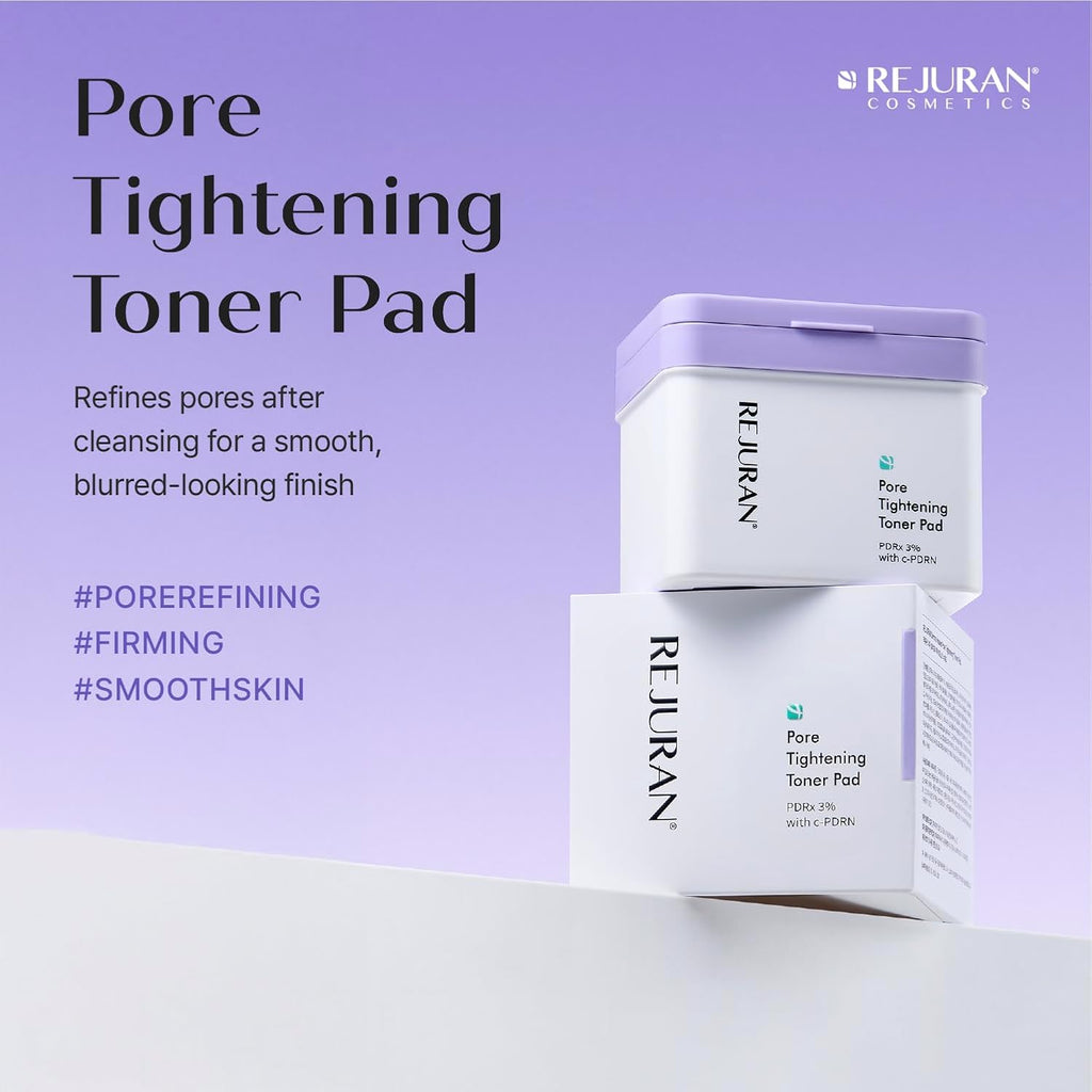 REJURAN® Pore Tightening Toner Pad, PDRx® 3% with DOT™ c-PDRN – Exfoliating Pads with AHA BHA PHA for Daily Pore Cleansing, Oil-Moisture Balance & Cooling Care, Smoother-Looking Skin, Korean Skincare