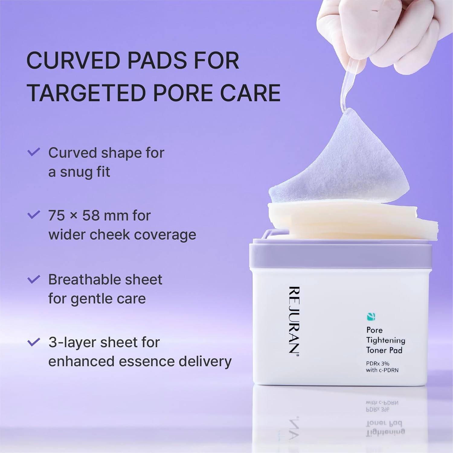 REJURAN® Pore Tightening Toner Pad, PDRx® 3% with DOT™ c-PDRN – Exfoliating Pads with AHA BHA PHA for Daily Pore Cleansing, Oil-Moisture Balance & Cooling Care, Smoother-Looking Skin, Korean Skincare