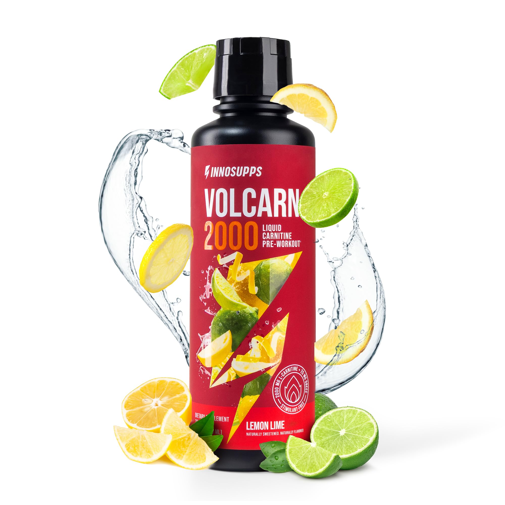 InnoSupps Volcarn 2000 - L-CARNITINE Pre-Workout Advanced Energy Liquid ATP Enhancer w/GBEEC Boosts Energy, Enhances Focus, Cognition & Supports Fat Metabolism, 32 Servings - Pink Starblast Flavor