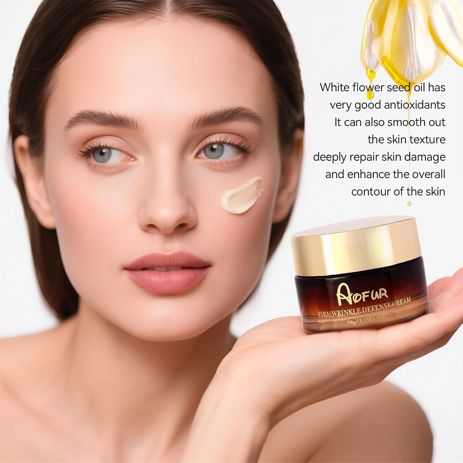 Limnanthes alba Hydrating Acid Anti-Aging Moisturizer for Face Firmwrinkle Defense Neck Cream Daily Moisturize and Care For Skin (Cream, 50g)