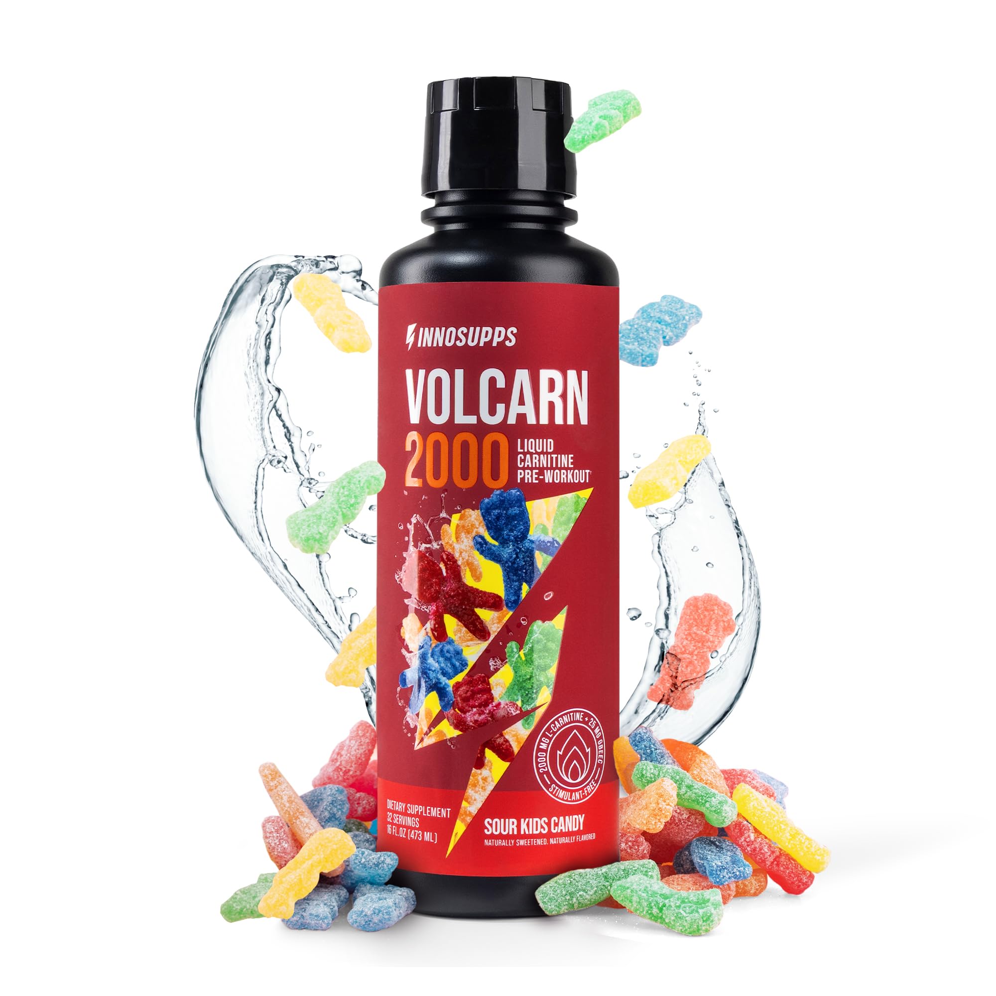 InnoSupps Volcarn 2000 - L-CARNITINE Pre-Workout Advanced Energy Liquid ATP Enhancer w/GBEEC Boosts Energy, Enhances Focus, Cognition & Supports Fat Metabolism, 32 Servings - Pink Starblast Flavor