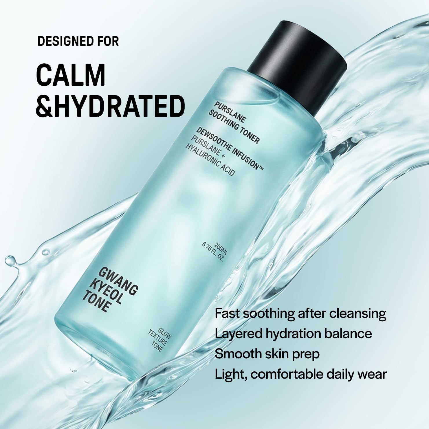 (GKT) Purslane Soothing Toner, Hydrating, Calming Toner for Sensitive Skin, with Panthenol, Purslane & Multi-Layer Hyaluronic Acid, Korean Skincare, 6.76 fl.oz.(200ml)